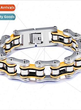 Stainless Steel Men Bracelet Black Red Interlocking Bicycle