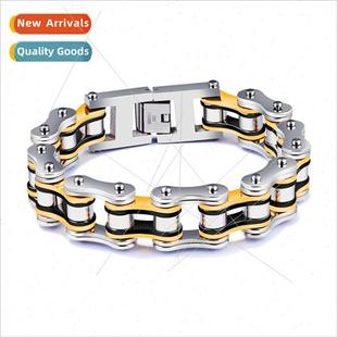 Bracelet Men Black Red Bicycle Stainless Interlocking Steel