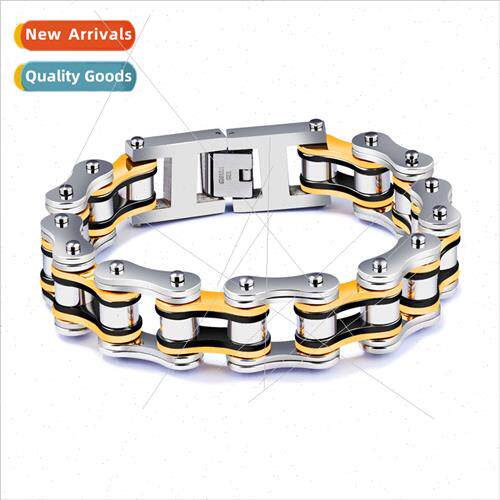 Stainless Steel Men Bracelet Black Red Interlocking Bicycle