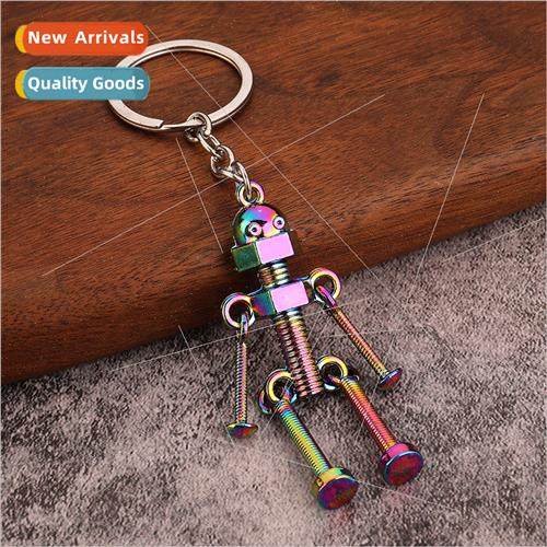 Robot vintage handmade diy keychain pendant movable robot mo