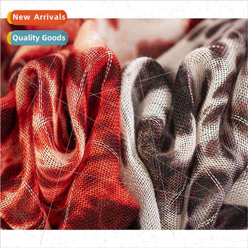 Spring Autumn personaly leopard print warm medium-length sca