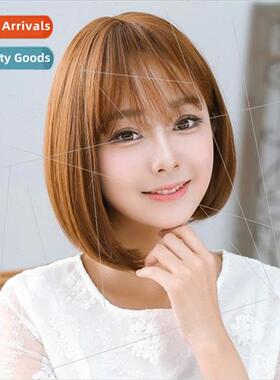Wig female short hair o head Korean bob head round face repa