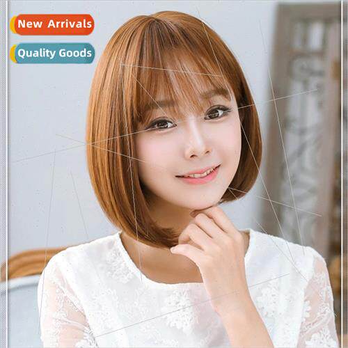 Wig female short hair o head Korean bob head round face repa