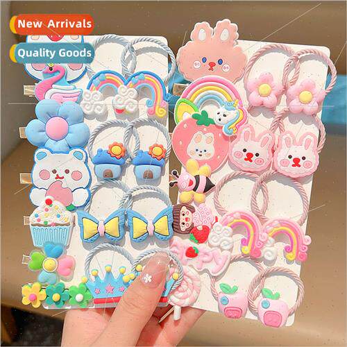 Children hair clips ltle girl cartoon leather band does not