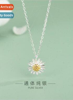 925 silver Korea delicate daisy necklace ins sunflower colla