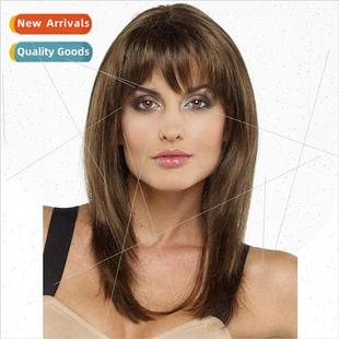 Brown Undercut Rose Ladies Web Pear Wigs Fluffy Europe Long
