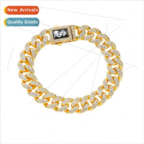 Alloy Cuban diamond bracelet spring clasp 13mm hip hop popul