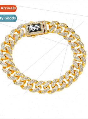 Alloy Cuban diamond bracelet spring clasp 13mm hip hop popul