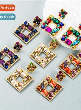 earringsEurope baroque alloy glass diamond colorful geometri
