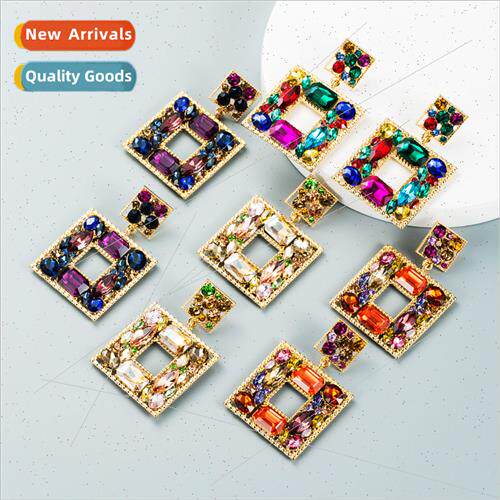 earringsEurope baroque alloy glass diamond colorful geometri