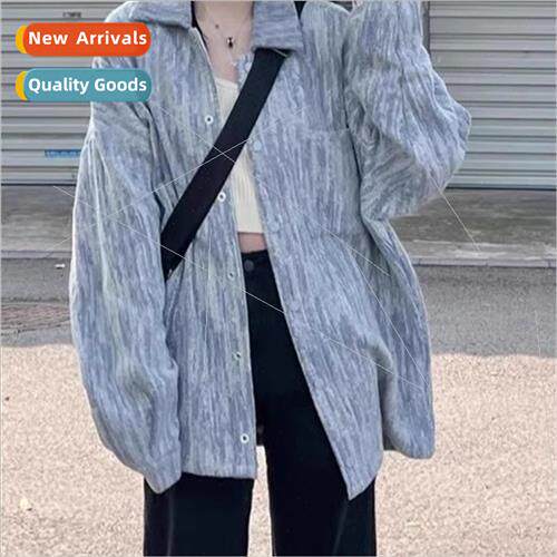 2023 Korean  lapel retro small perfume denim jacket female n
