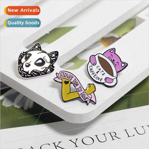 Europe cartoon badge wolf head cat brooch coffee cup cat pin