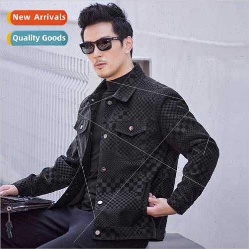 2023 new chess grid sheepskin velvet craft men casual fashio
