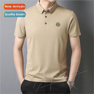 2023 new summer ice silk cotton high-end polo shirt men shor
