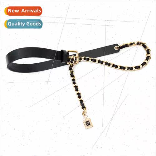 Metal Leather Braided French Waist Chain Women Fashion Skirt