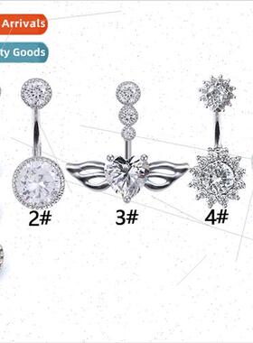 Round Heart Flower Shape Set Various Zirconia Belly Button R