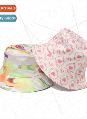 ~ new graffi colourful ink print flower pot hat women hundre