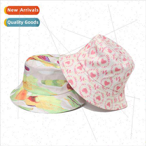 ~ new graffi colourful ink print flower pot hat women hundre
