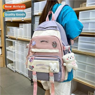 College wind fresh color collision schoolbag 2022 new female