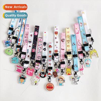 Cartoon pendant charm short Wide cloth rope lanyard adjustab