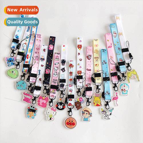 Cartoon pendant charm short Wide cloth rope lanyard adjustab