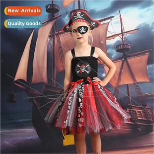 Childrens Halloween childrens pirate mesh tutu dress masquer