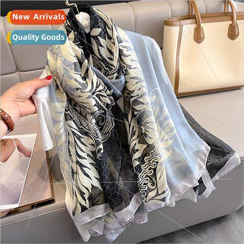 2023 fashion spring fall new printing silk scarf female over