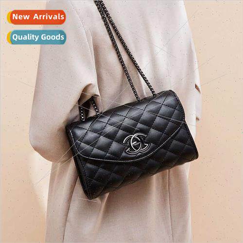 Women bag chain black cowhide small square bag hundred diamo