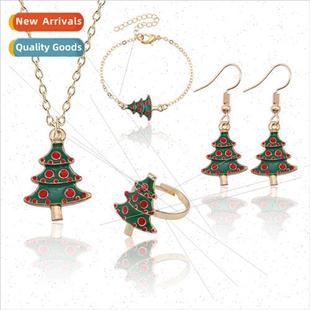 Drip Christmas Necklace Europe Set Oil Earrings Christ Alloy