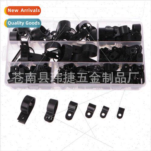 200pcs black nylon R-type cable management clip fasteners pl