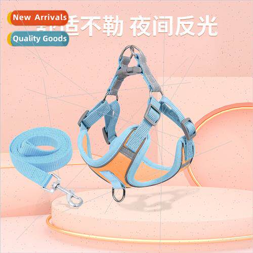 Double patchwork color pet dog reflective leash chest back s