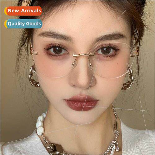 2020 new rimless sunglasses female ins round face sunglasses