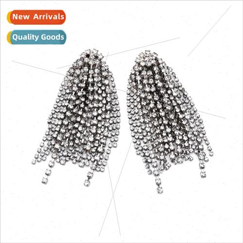 personalized stacked long claw chain tassel earrings exagger