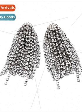 personalized stacked long claw chain tassel earrings exagger