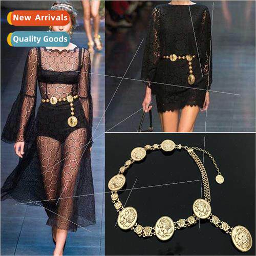 Europe retro avatar metal chain ladies waist chain tassel be