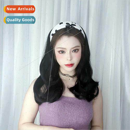 U-shaped half head cover flower hair band wig female medium-