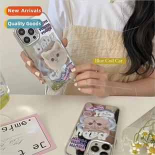 Fun cute cat stand mirror 适用 apple 14/13Pro max phone case
