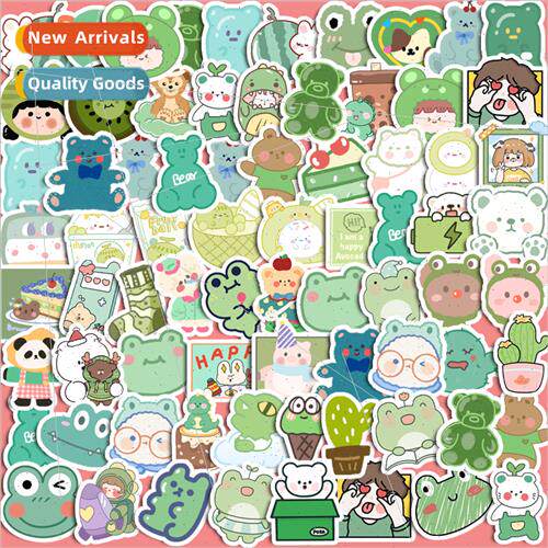 ins cute bear rabbit expression handbook stickers green depa
