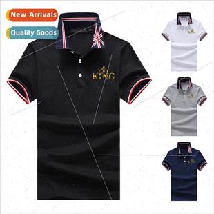 POLO shi king sleeved short lapel print letter men New