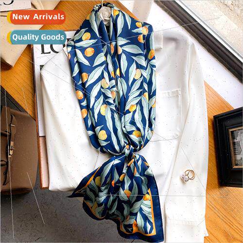 2021 new small fresh fru e pattern imation silk scarf decora