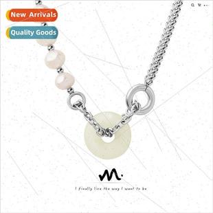 Ethnic natural necklace jade pendant tanium steel thick chai