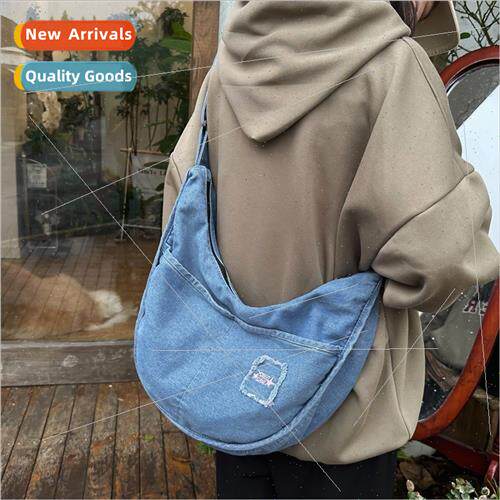 Autumn winter commuting large capacy denim crossbody bag sho