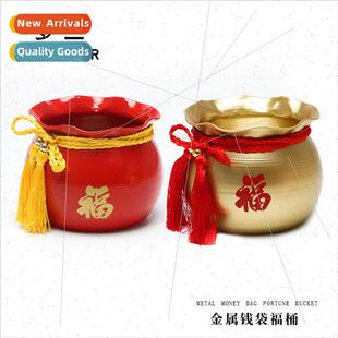 Metal Money Bags Fortune Bucket Polybucket nar New Year Flow