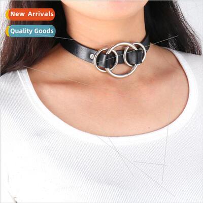 punk O-shaped circle necklace jewelry Set beat nightclub PU