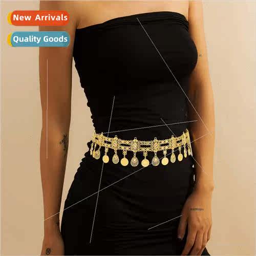 Europe inlaid turquoise rhinestone waist chain female vintag