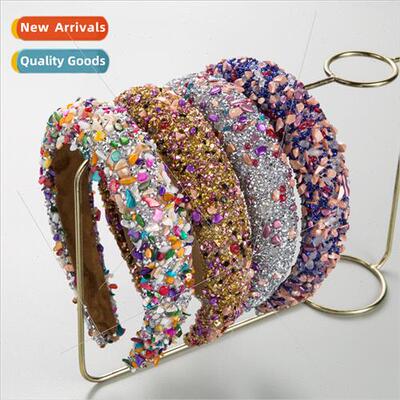 New Ba Feng colorful crystal candy sponge wide edge hair ban