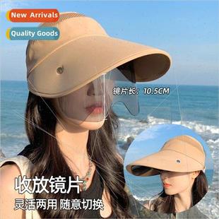 extended shadin hollow sun mask brim female hat top silk ice
