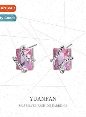 925 silver Bundle Square Earrings Women che Cool Wind Crysta