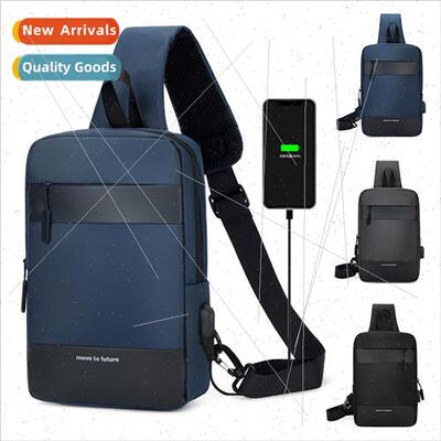 new USB charging chest bag men bag shoulder diagonal cross b