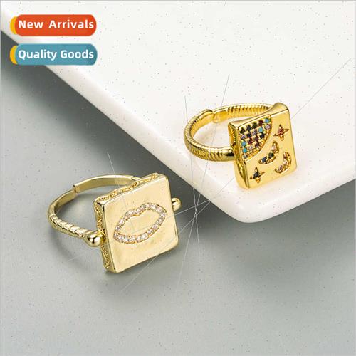 Europe personalized simple square star moon finger ring bras